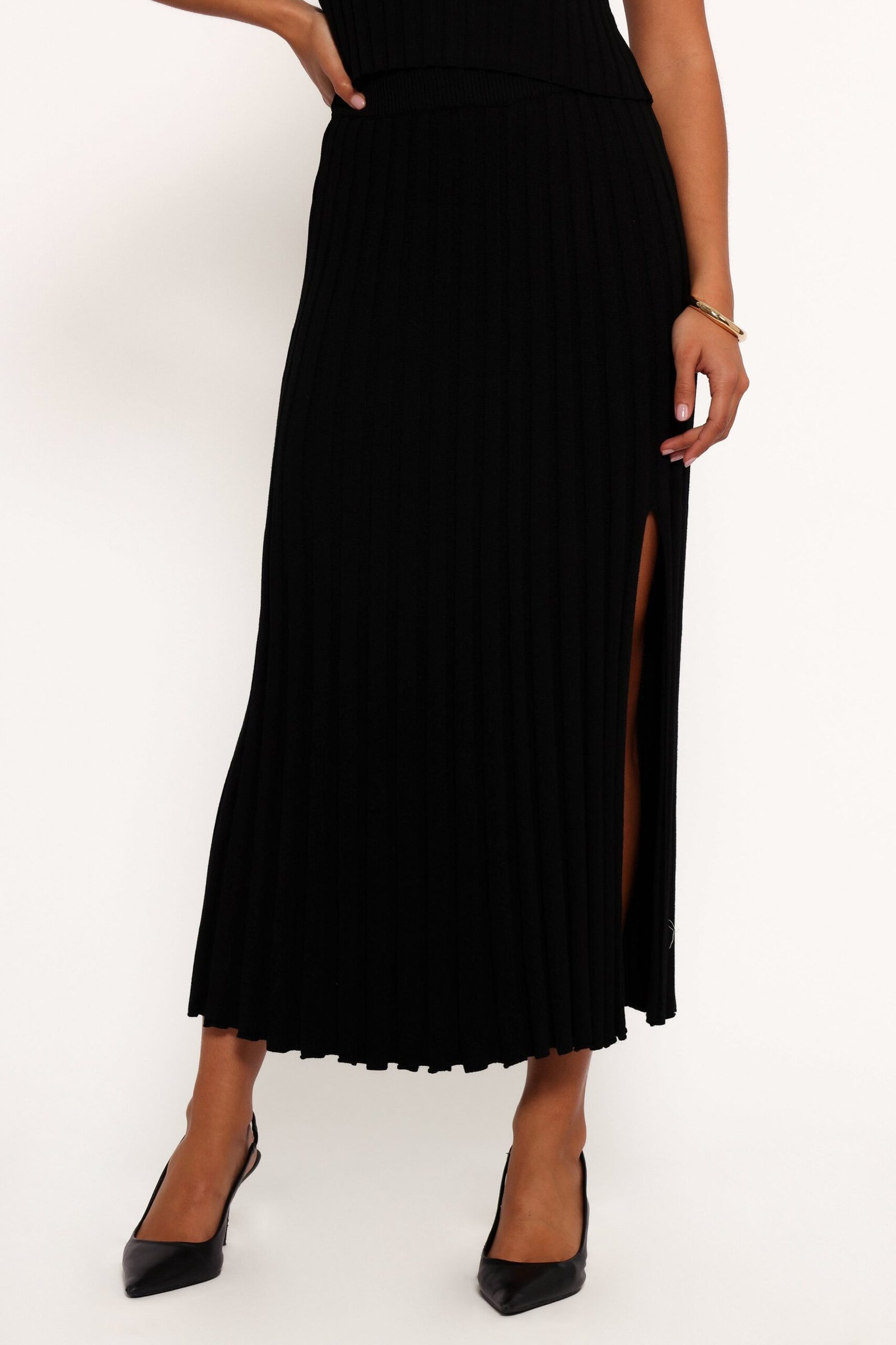 Knit Midi Skirt - Black - Image 2