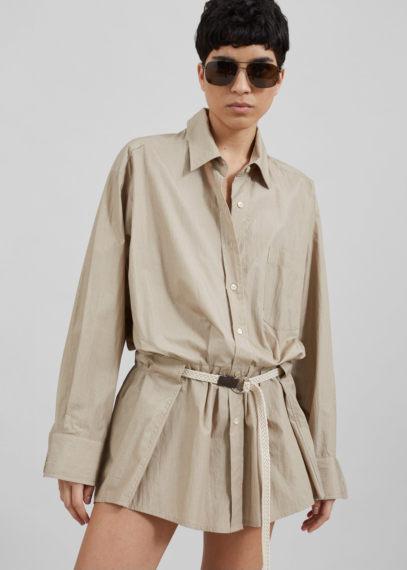Belted Dress - Beige - Image 2