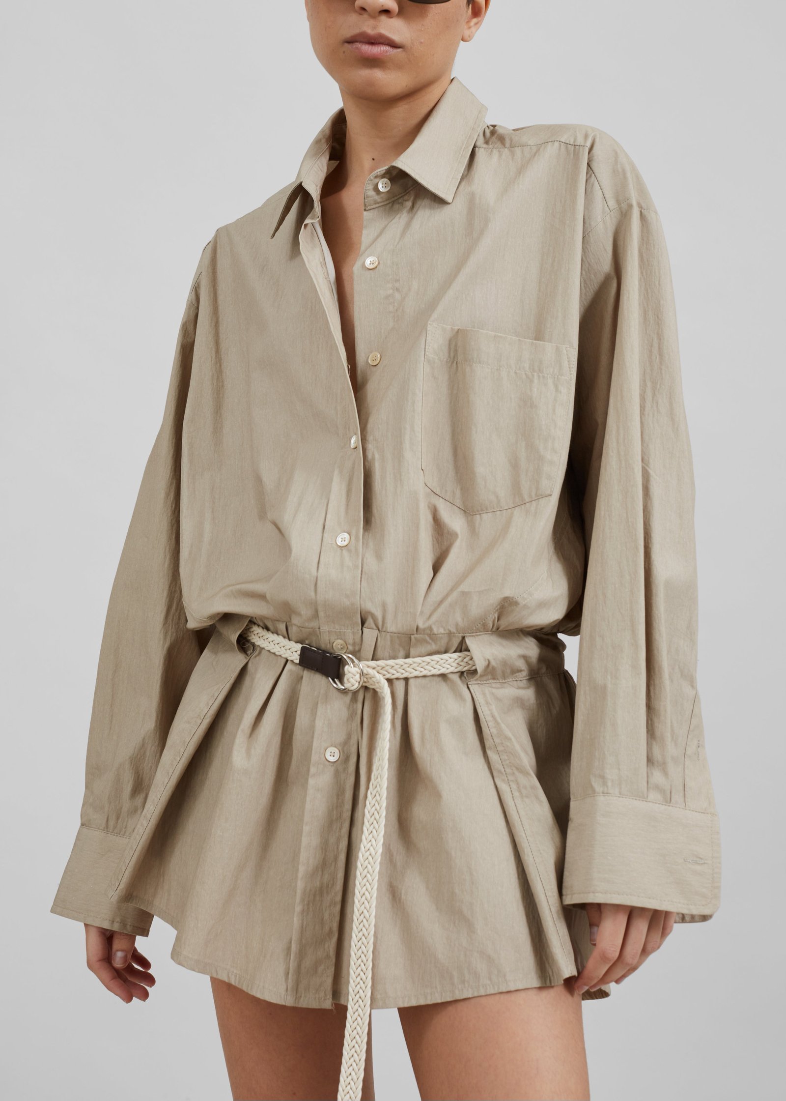 Belted Dress - Beige - Image 3