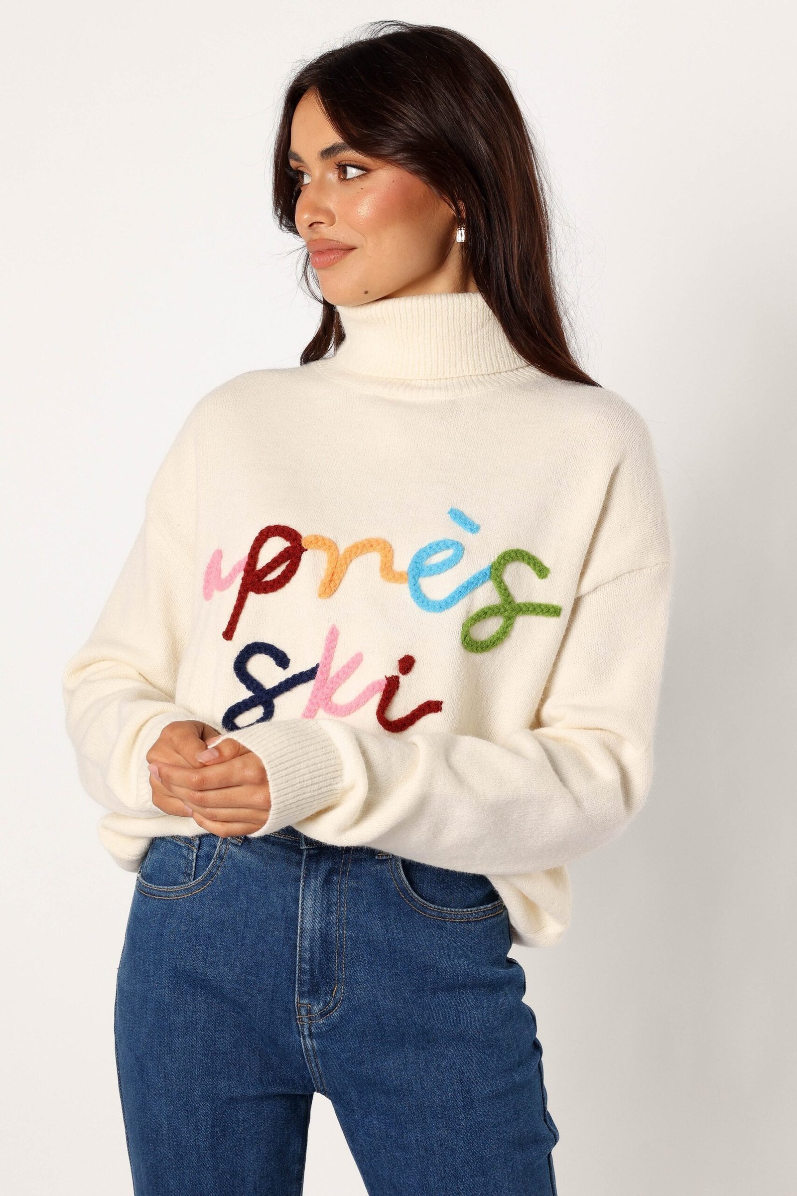 Ski Turtleneck Knit Sweater - Off White