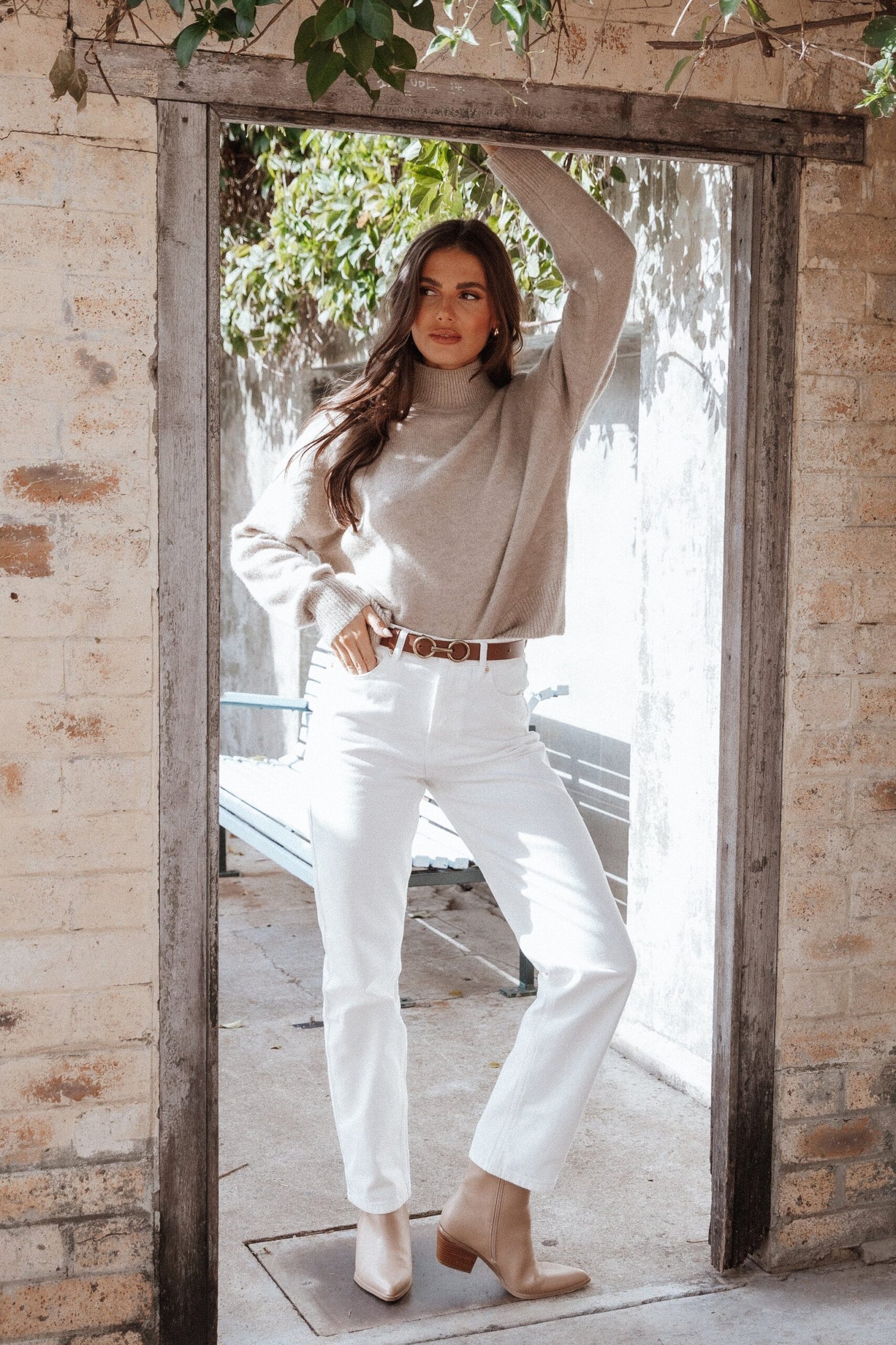 Mockneck Knit Sweater - Beige - Image 3