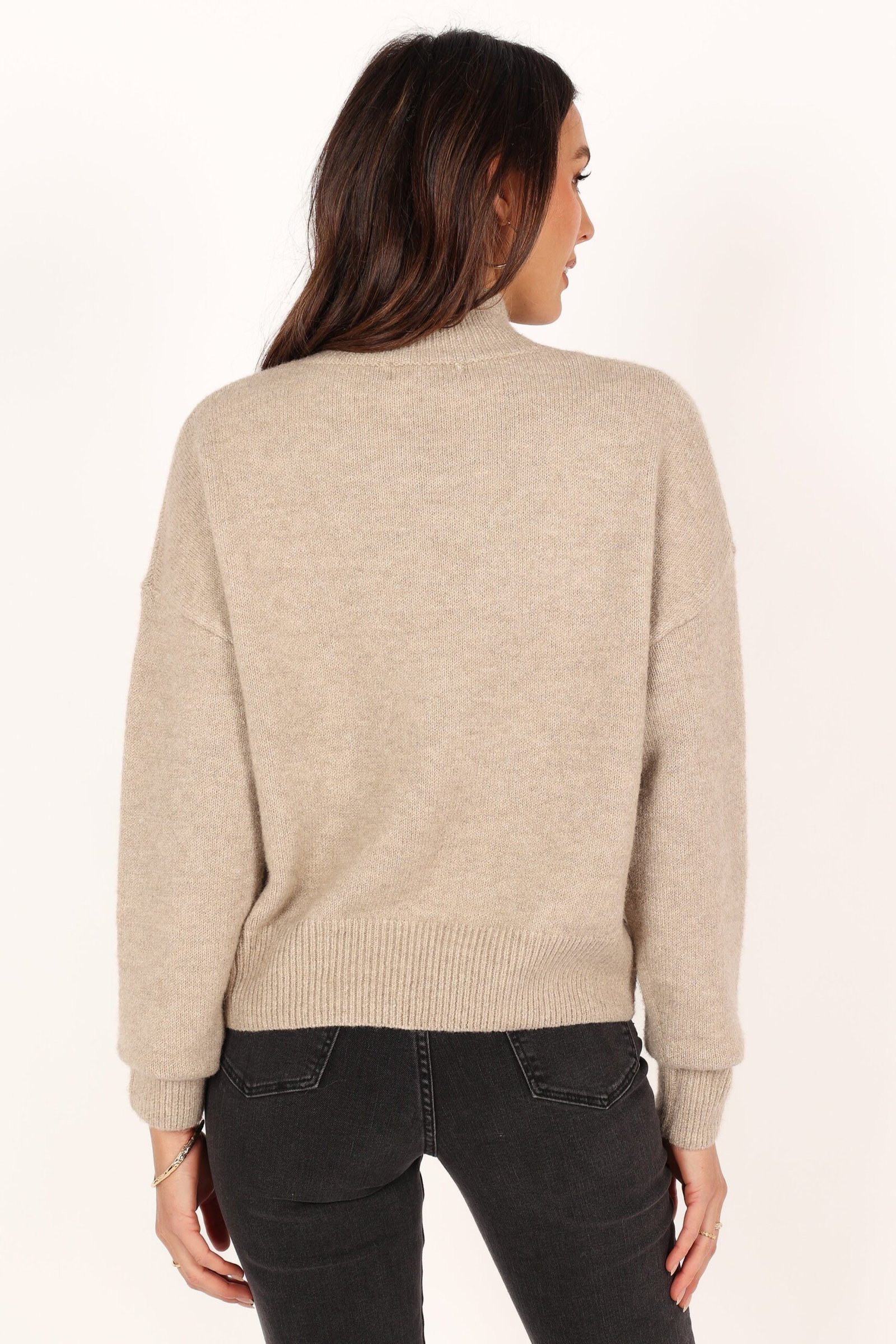 Mockneck Knit Sweater - Beige - Image 8